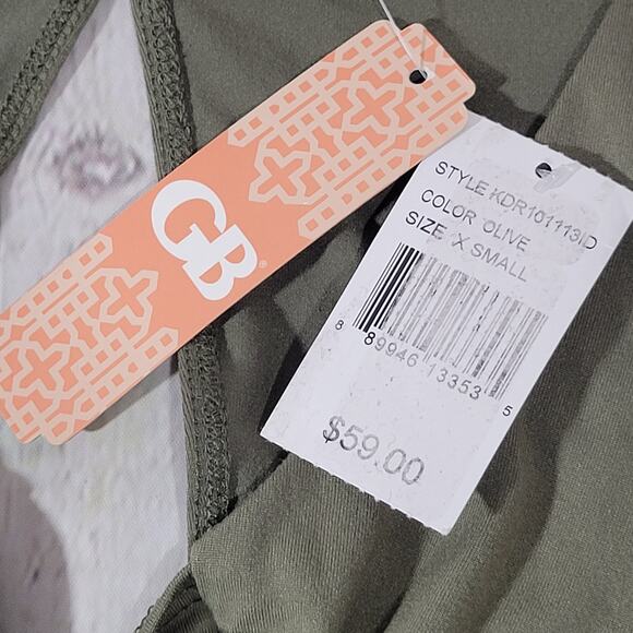 GB Olive Tie‎ Front Cutout Mini Dress XS NWT | Long Sleeve Flowy Fit - Picture 8 of 12